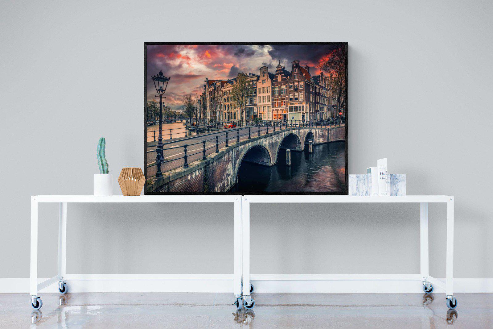 Dusky Amsterdam-Wall_Art-120 x 90cm-Mounted Canvas-Black-Pixalot