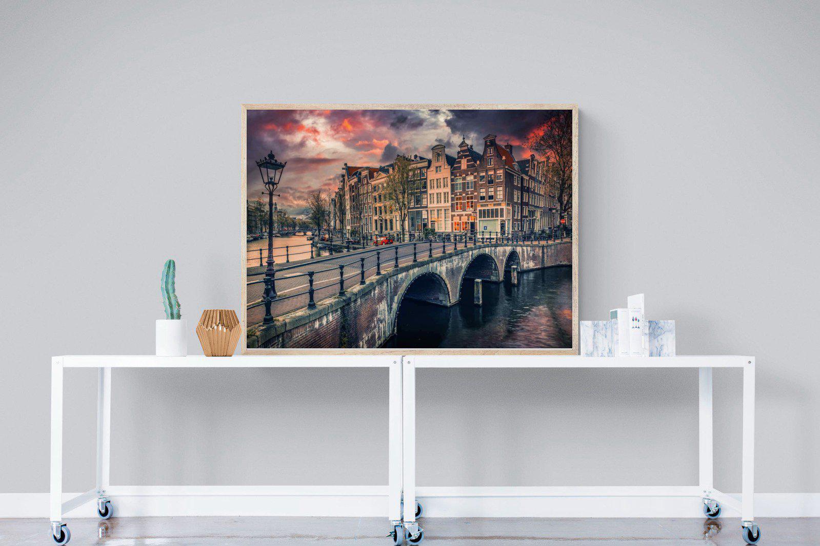 Dusky Amsterdam-Wall_Art-120 x 90cm-Mounted Canvas-Wood-Pixalot