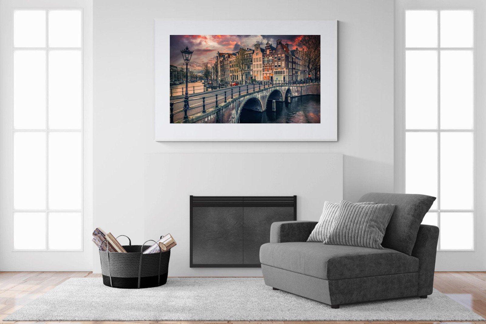 Dusky Amsterdam-Wall_Art-150 x 100cm-Framed Print-White-Pixalot