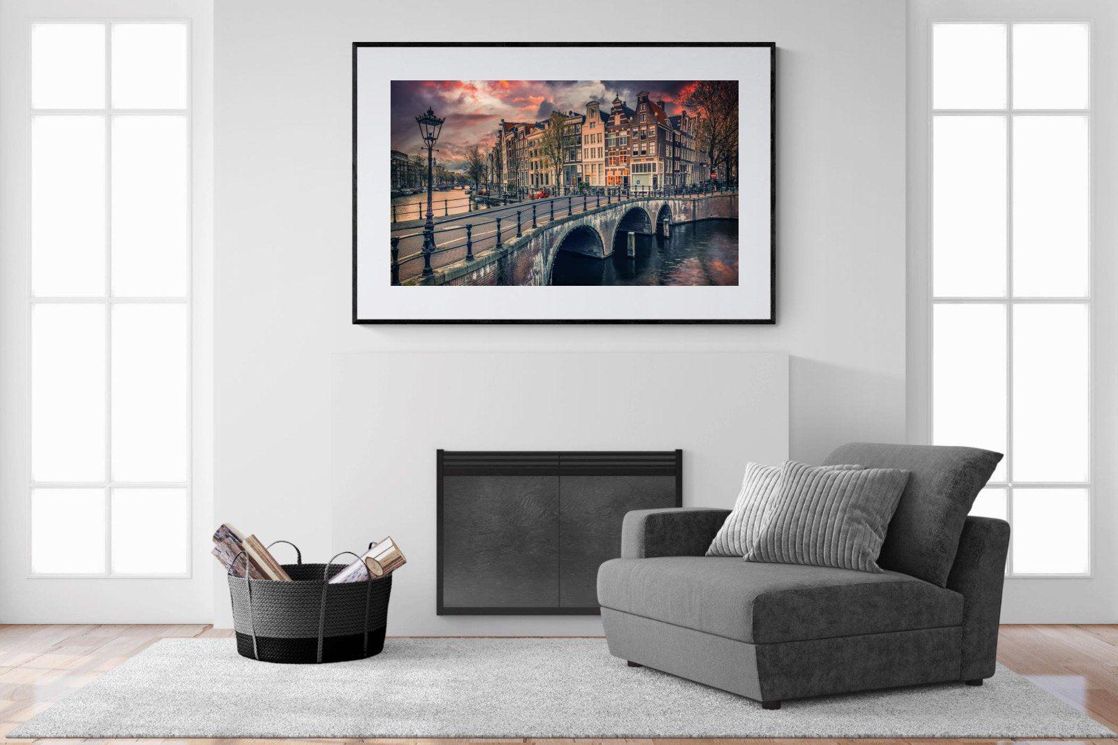 Dusky Amsterdam-Wall_Art-150 x 100cm-Framed Print-Black-Pixalot