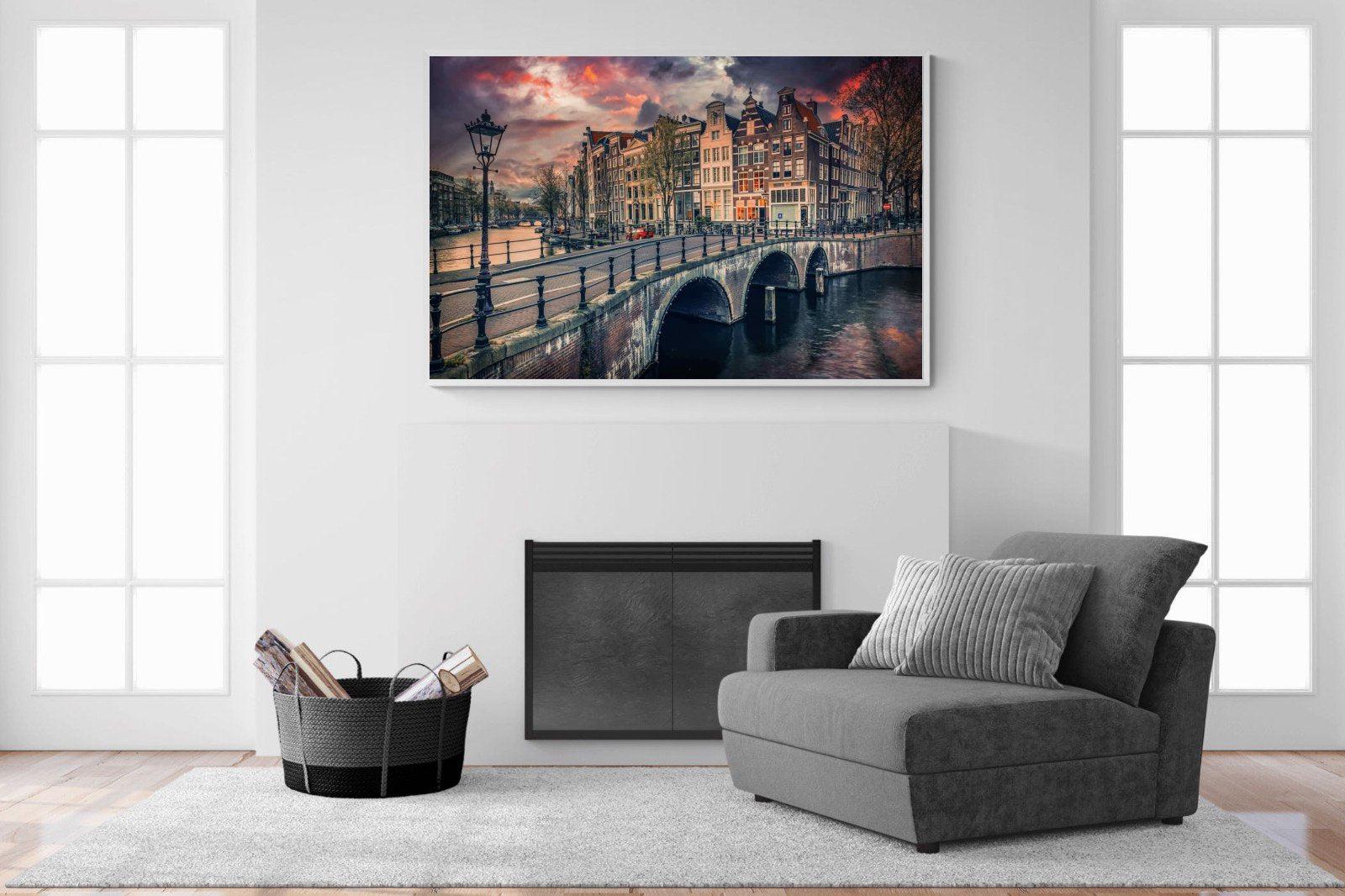 Dusky Amsterdam-Wall_Art-150 x 100cm-Mounted Canvas-White-Pixalot