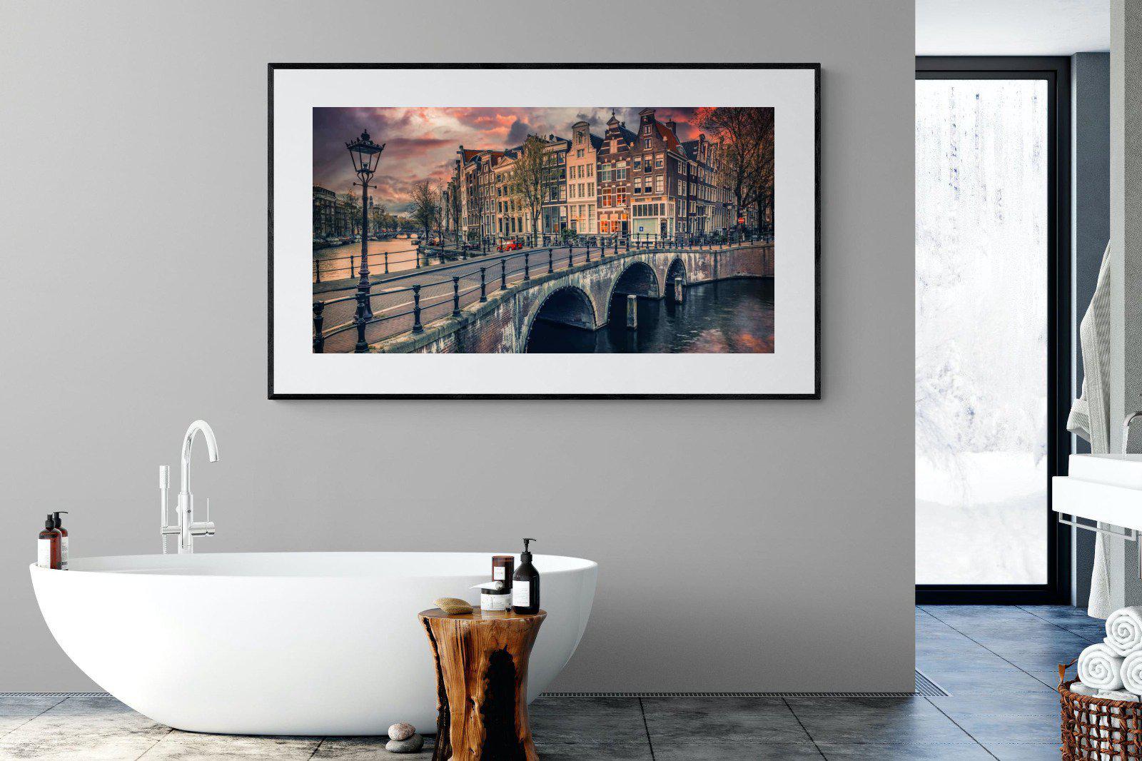 Dusky Amsterdam-Wall_Art-180 x 110cm-Framed Print-Black-Pixalot