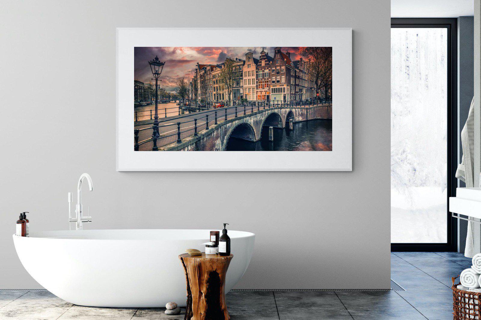 Dusky Amsterdam-Wall_Art-180 x 110cm-Framed Print-White-Pixalot