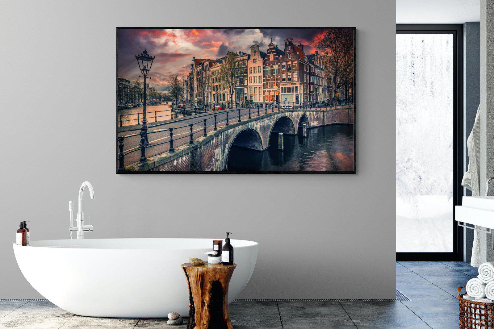 Dusky Amsterdam-Wall_Art-180 x 110cm-Mounted Canvas-Black-Pixalot