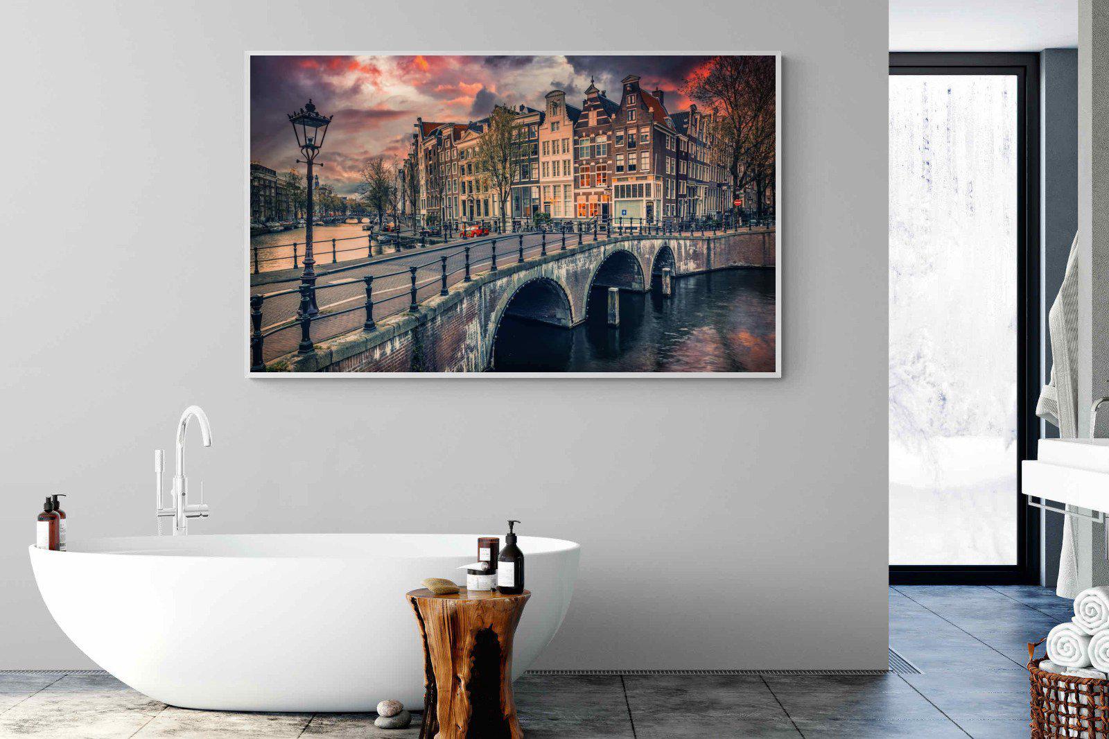 Dusky Amsterdam-Wall_Art-180 x 110cm-Mounted Canvas-White-Pixalot