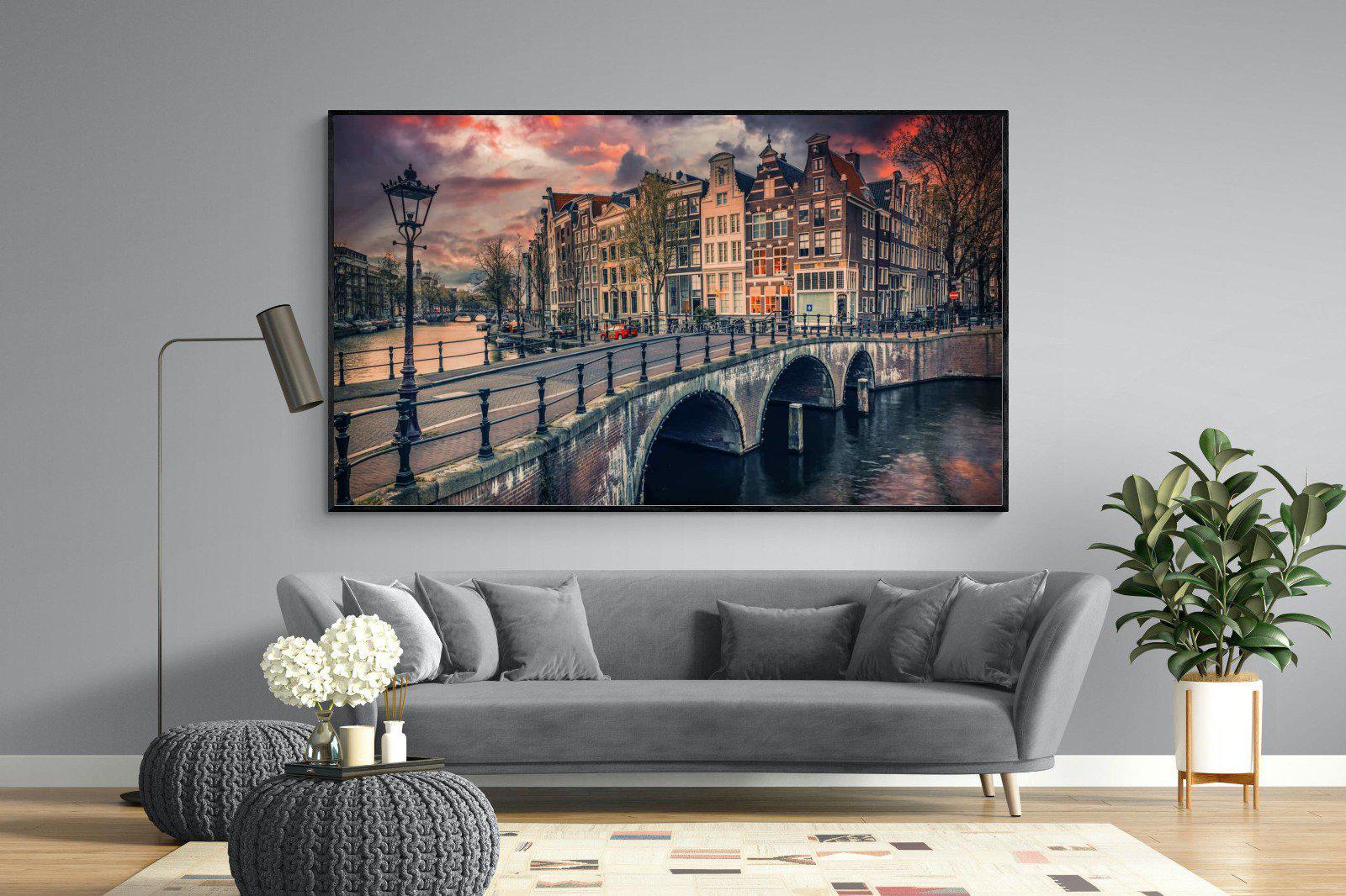 Dusky Amsterdam-Wall_Art-220 x 130cm-Mounted Canvas-Black-Pixalot