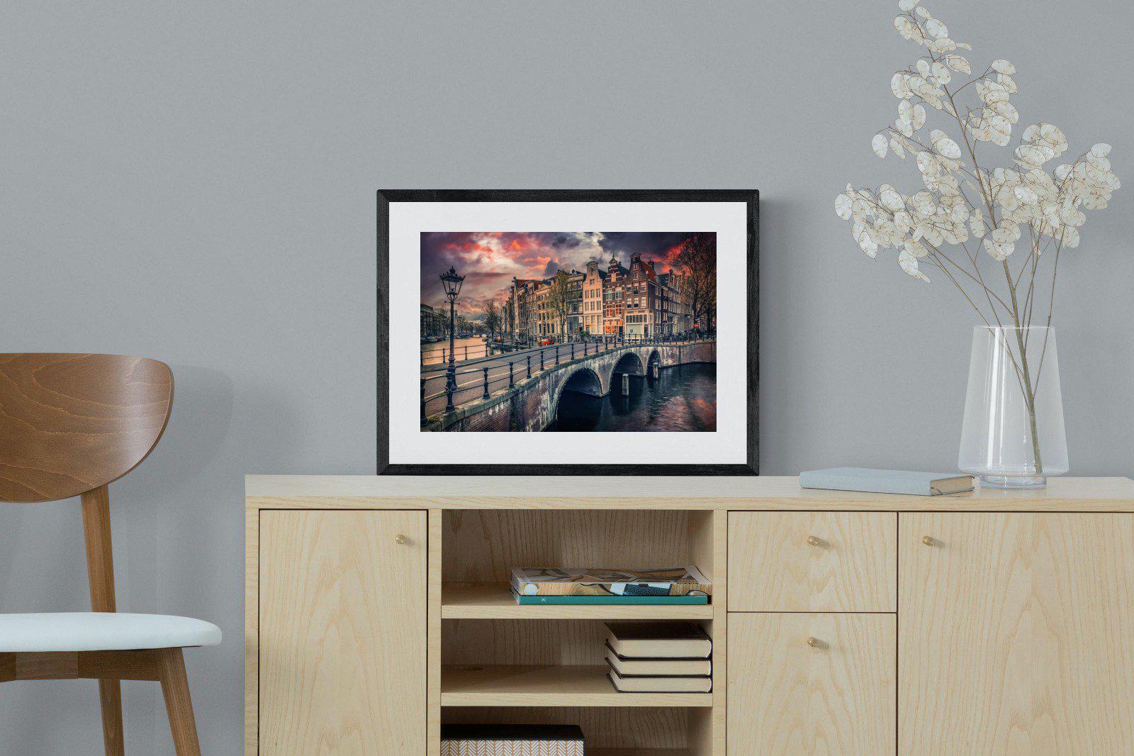 Dusky Amsterdam-Wall_Art-60 x 45cm-Framed Print-Black-Pixalot