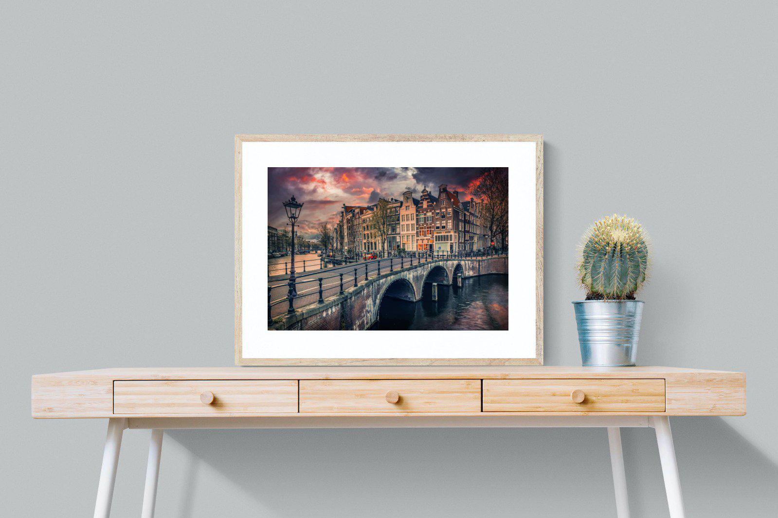 Dusky Amsterdam-Wall_Art-80 x 60cm-Framed Print-Wood-Pixalot