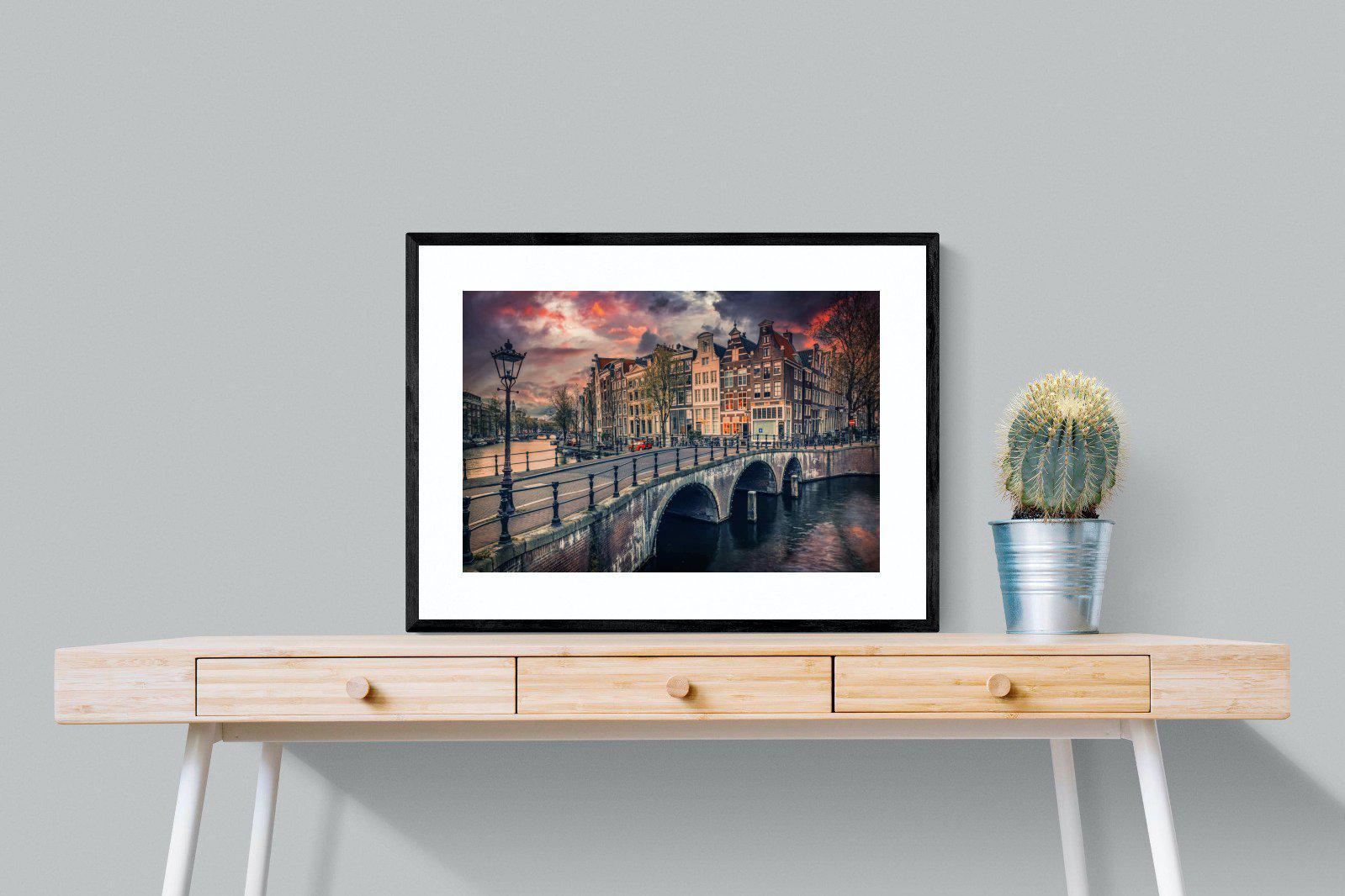 Dusky Amsterdam-Wall_Art-80 x 60cm-Framed Print-Black-Pixalot