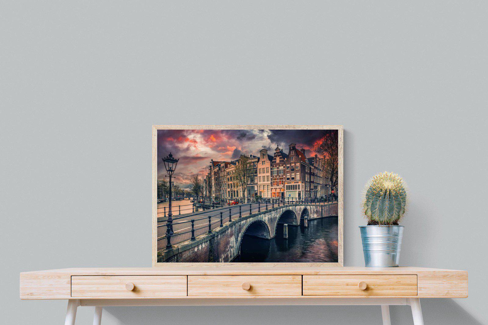Dusky Amsterdam-Wall_Art-80 x 60cm-Mounted Canvas-Wood-Pixalot