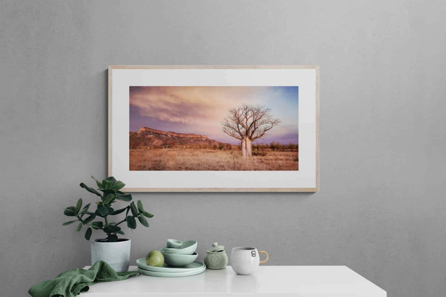 Dusky Baobab-Wall_Art-100 x 60cm-Framed Print-Wood-Pixalot