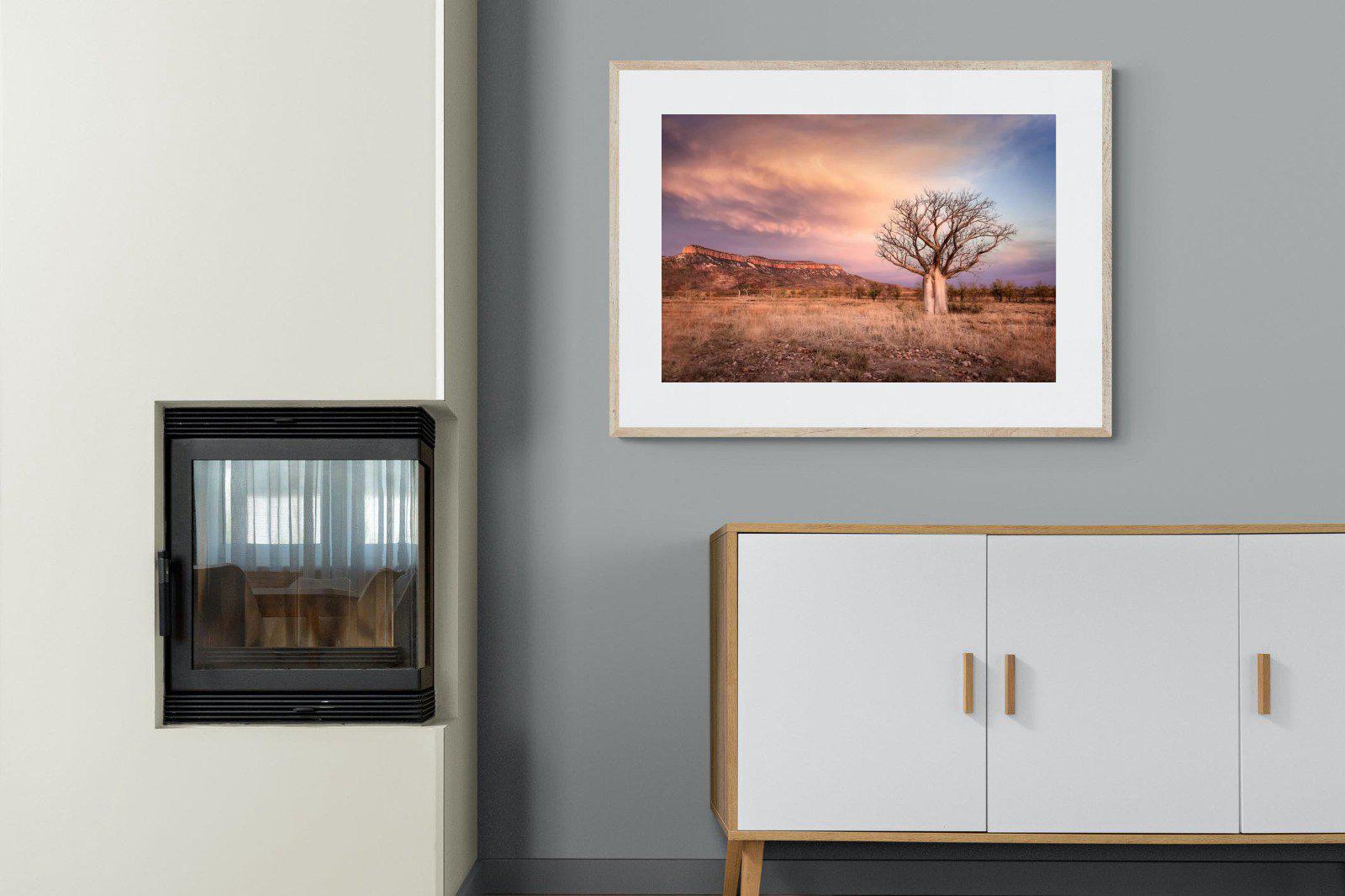 Dusky Baobab-Wall_Art-100 x 75cm-Framed Print-Wood-Pixalot