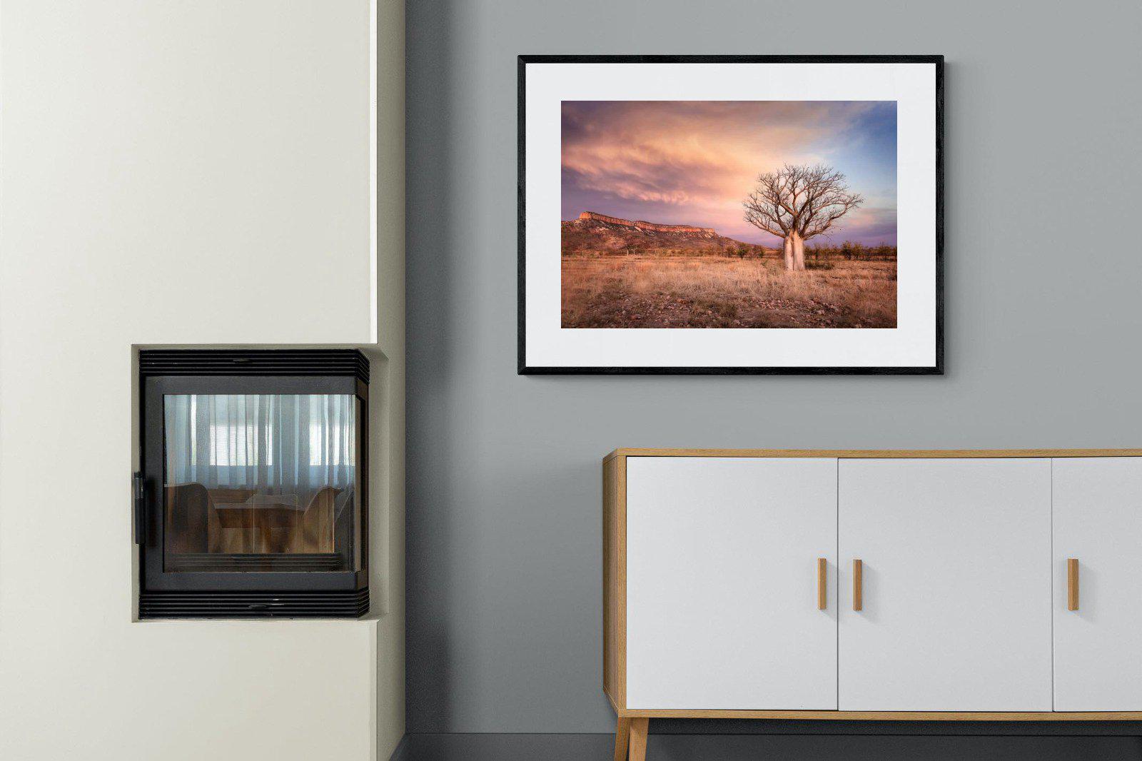 Dusky Baobab-Wall_Art-100 x 75cm-Framed Print-Black-Pixalot