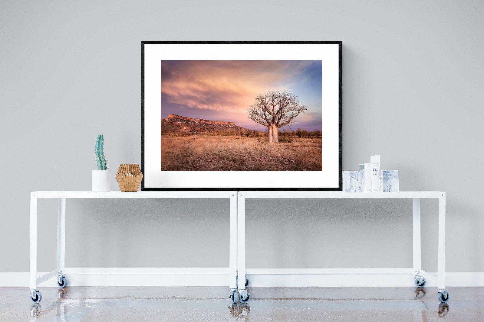 Dusky Baobab-Wall_Art-120 x 90cm-Framed Print-Black-Pixalot