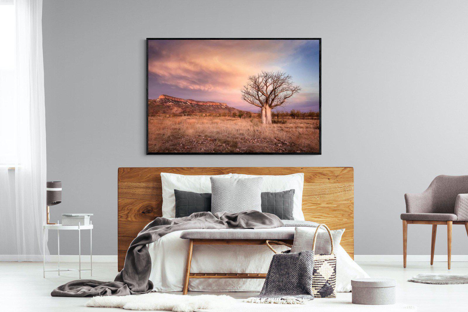 Dusky Baobab-Wall_Art-150 x 100cm-Mounted Canvas-Black-Pixalot