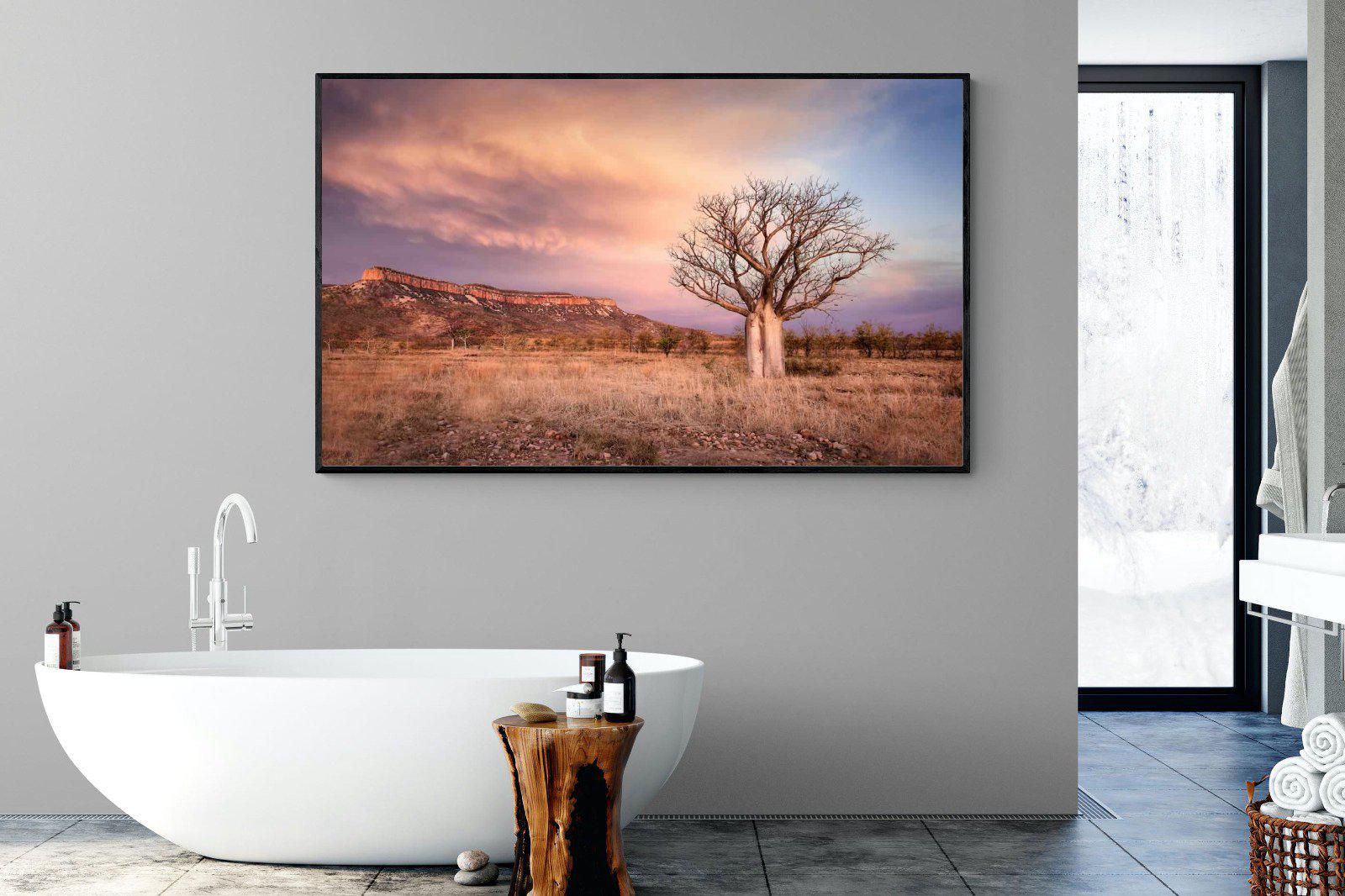 Dusky Baobab-Wall_Art-180 x 110cm-Mounted Canvas-Black-Pixalot