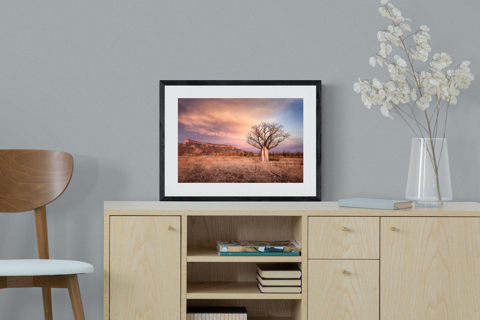 Dusky Baobab-Wall_Art-60 x 45cm-Framed Print-Black-Pixalot
