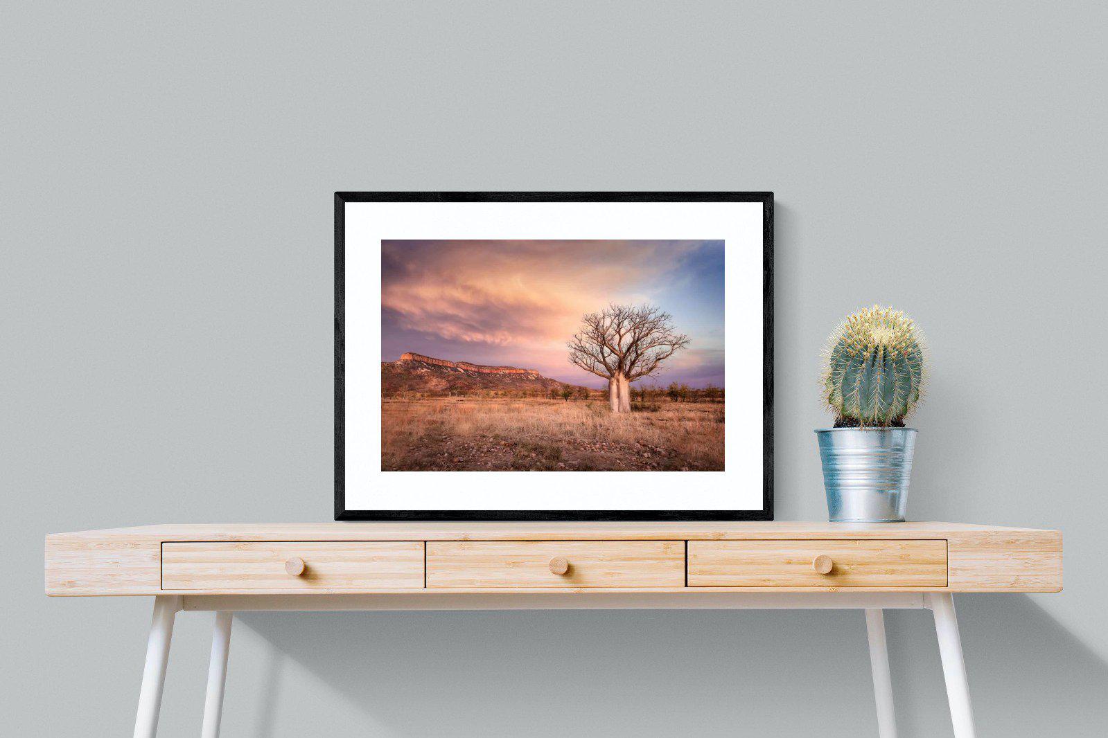 Dusky Baobab-Wall_Art-80 x 60cm-Framed Print-Black-Pixalot