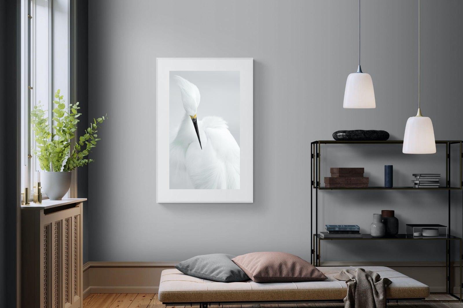 Egret-Wall_Art-100 x 150cm-Framed Print-White-Pixalot