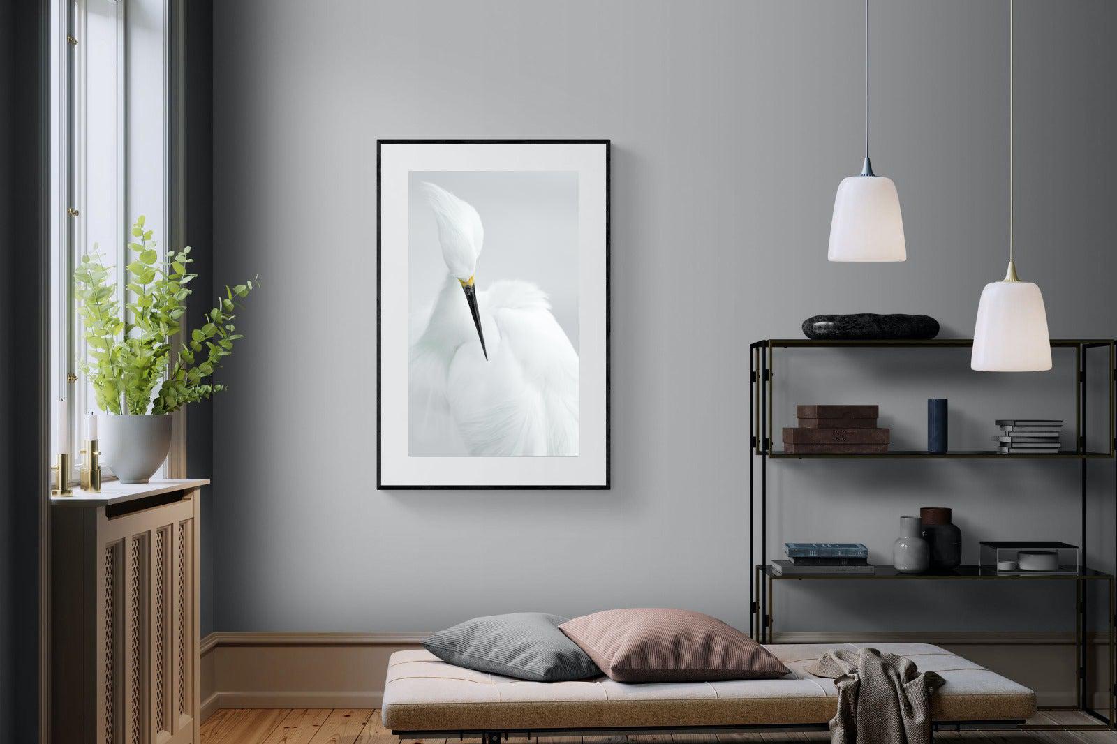 Egret-Wall_Art-100 x 150cm-Framed Print-Black-Pixalot