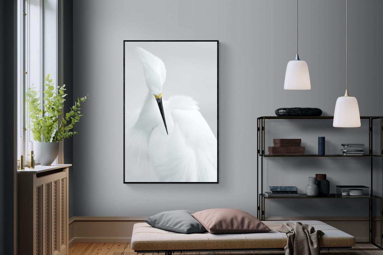 Egret-Wall_Art-120 x 180cm-Mounted Canvas-Black-Pixalot