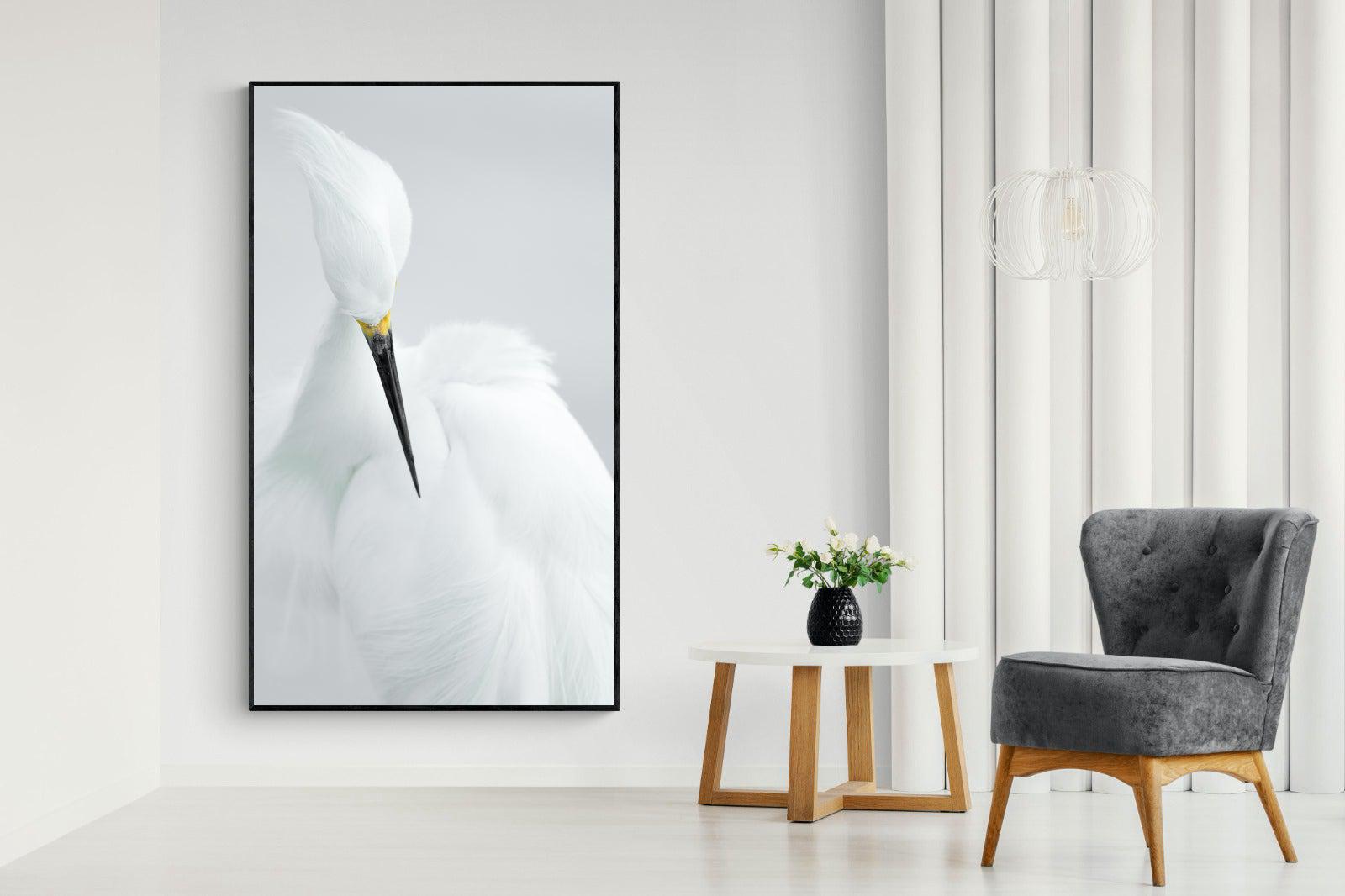 Egret-Wall_Art-130 x 220cm-Mounted Canvas-Black-Pixalot