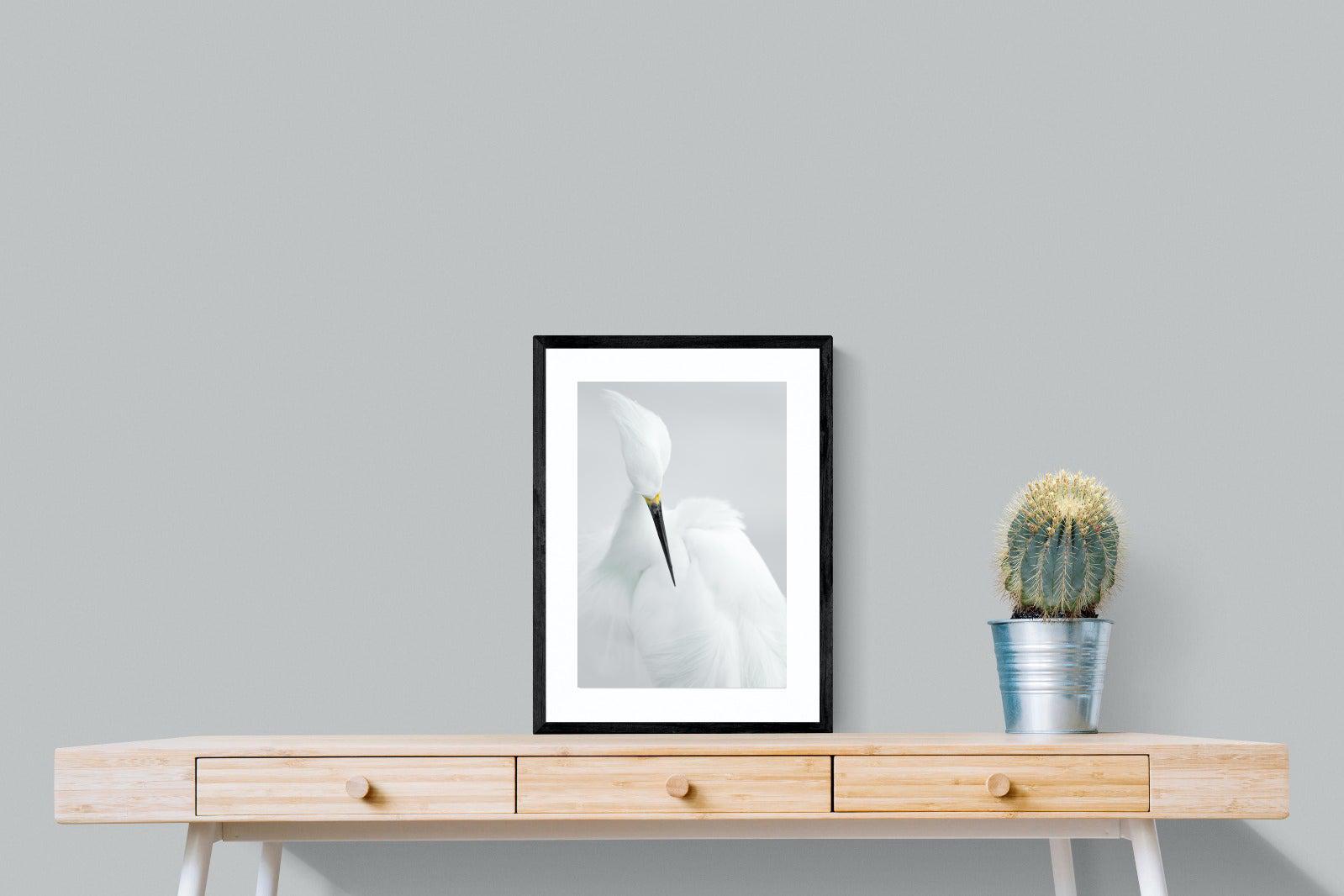 Egret-Wall_Art-45 x 60cm-Framed Print-Black-Pixalot
