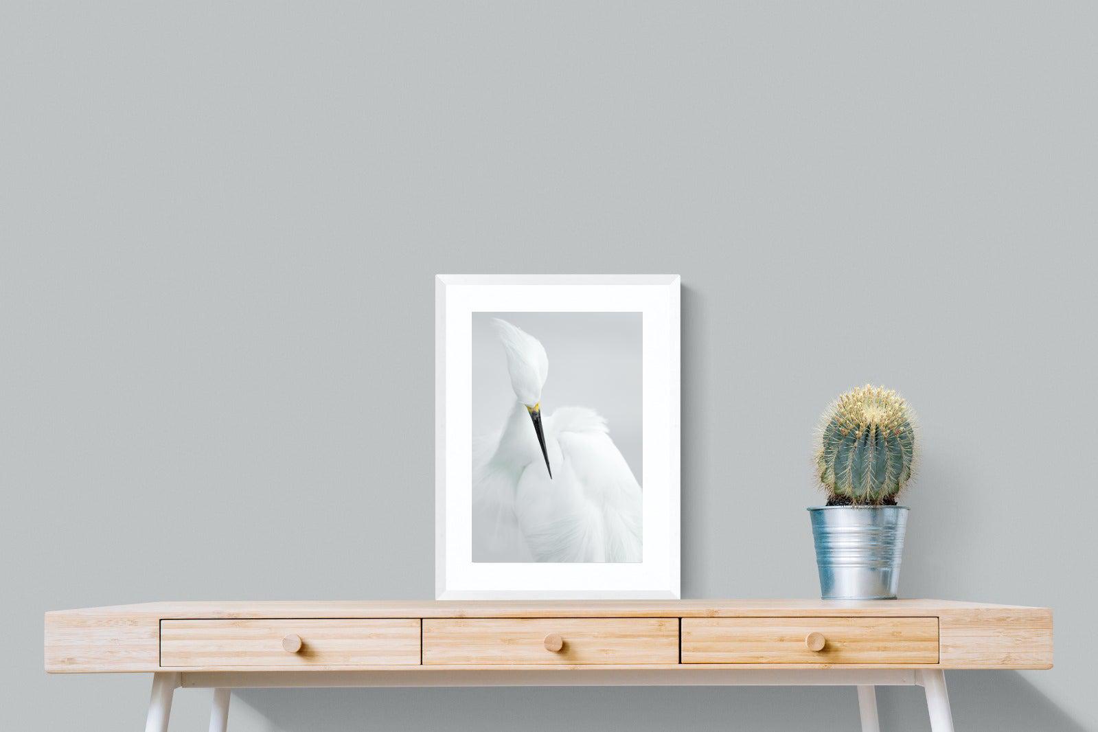 Egret-Wall_Art-45 x 60cm-Framed Print-White-Pixalot
