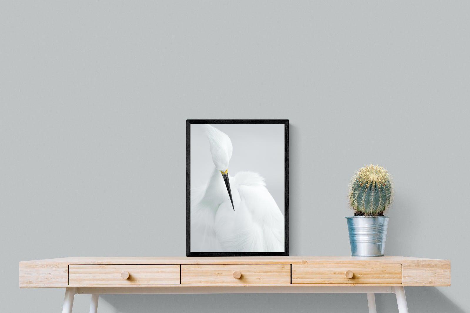 Egret-Wall_Art-45 x 60cm-Mounted Canvas-Black-Pixalot
