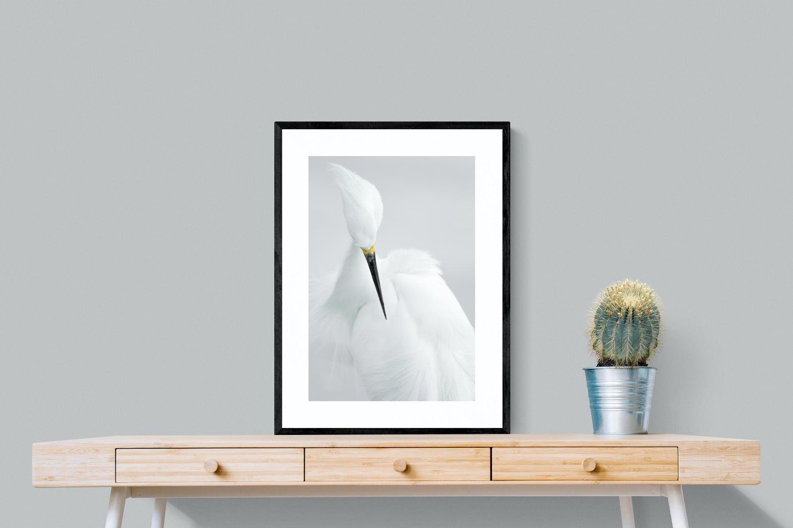 Egret-Wall_Art-60 x 80cm-Framed Print-Black-Pixalot