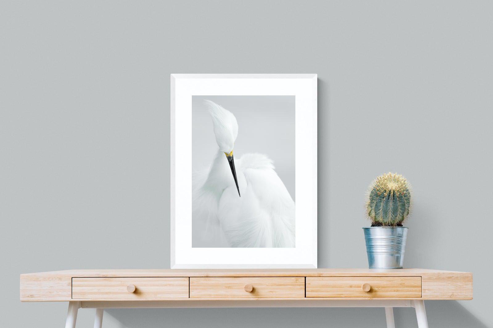 Egret-Wall_Art-60 x 80cm-Framed Print-White-Pixalot