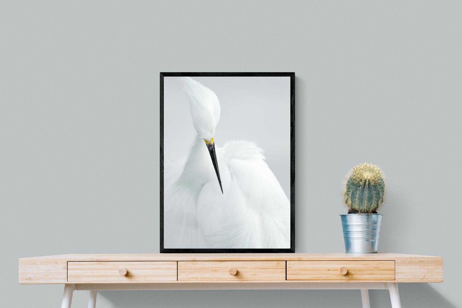 Egret-Wall_Art-60 x 80cm-Mounted Canvas-Black-Pixalot