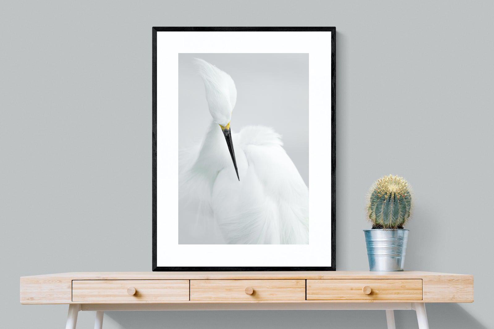 Egret-Wall_Art-75 x 100cm-Framed Print-Black-Pixalot