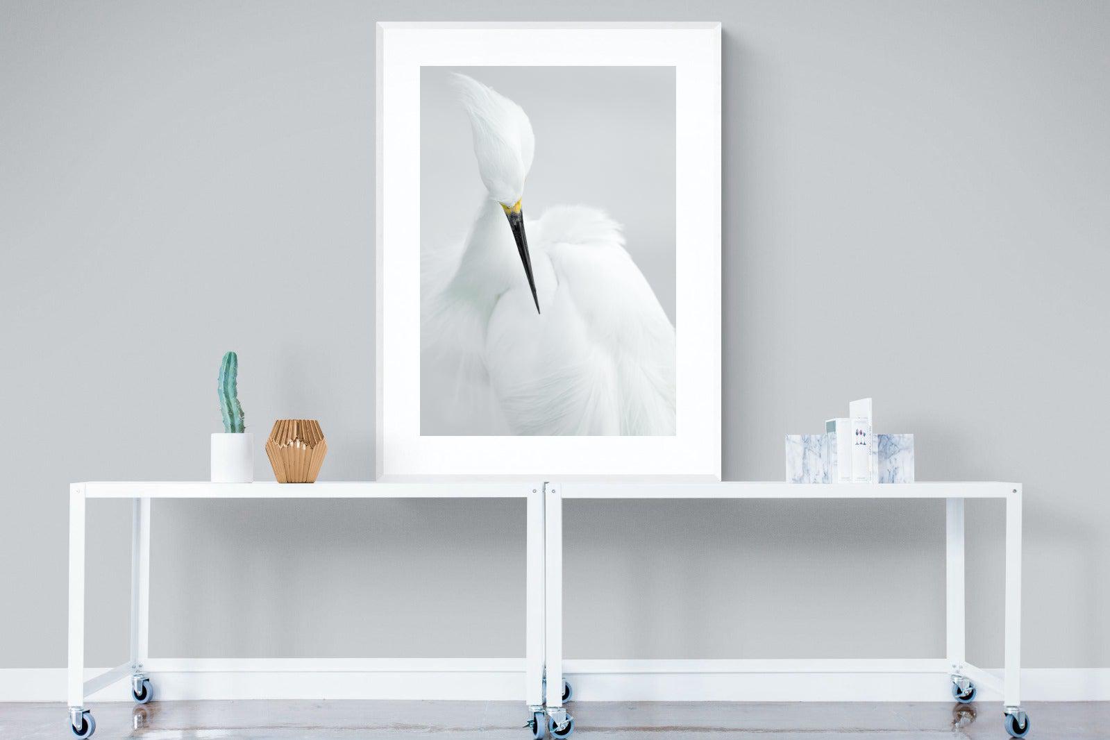 Egret-Wall_Art-90 x 120cm-Framed Print-White-Pixalot