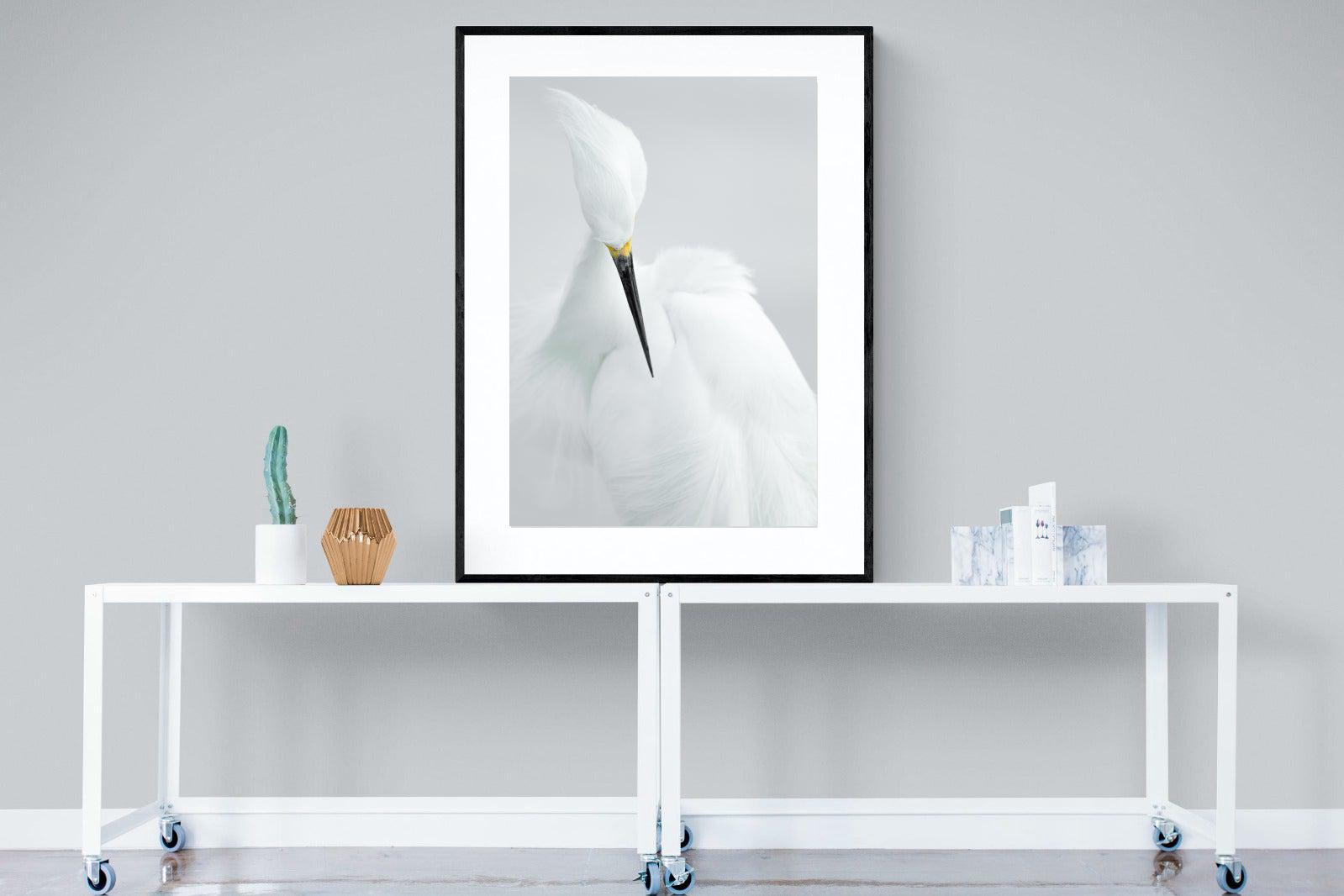 Egret-Wall_Art-90 x 120cm-Framed Print-Black-Pixalot