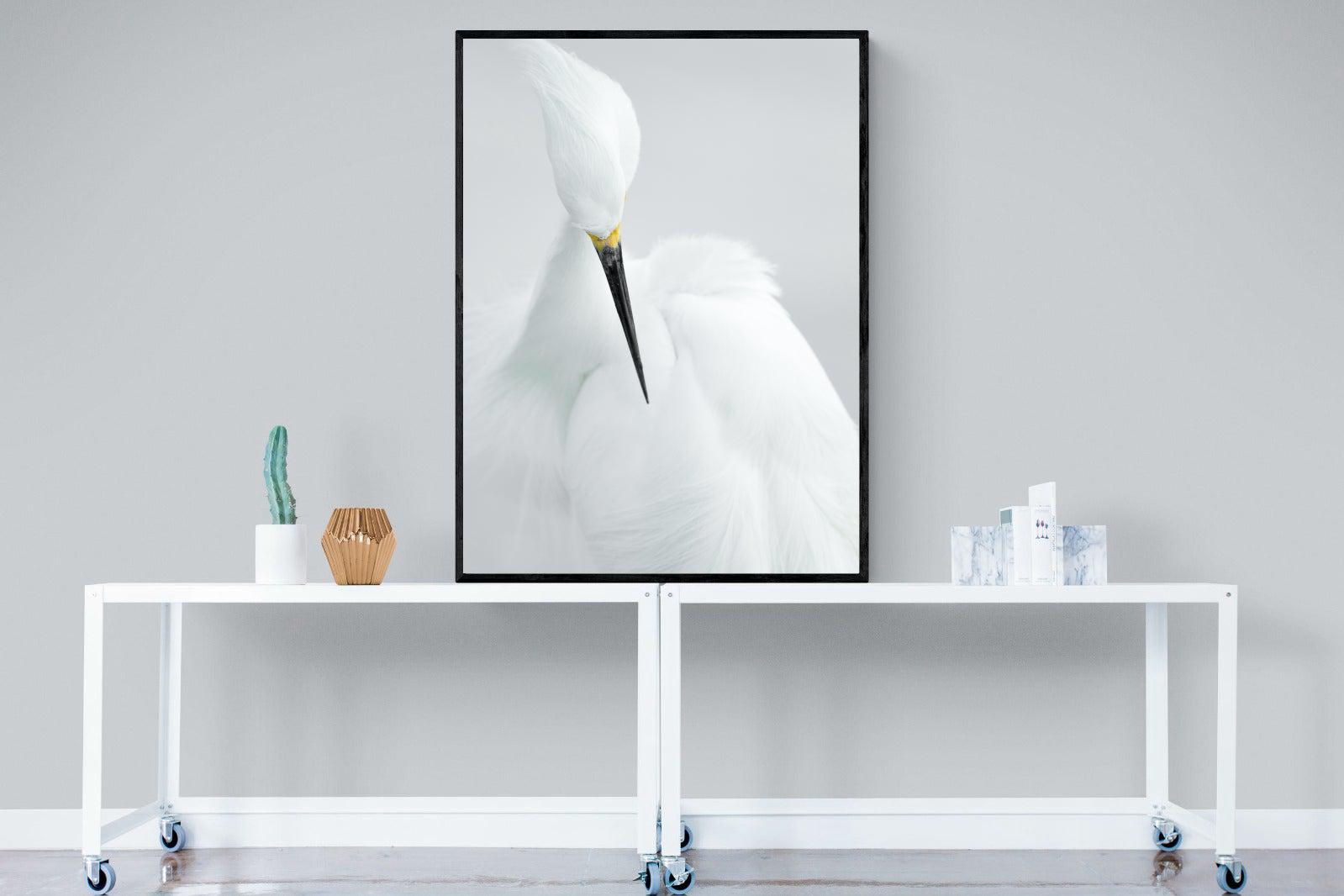 Egret-Wall_Art-90 x 120cm-Mounted Canvas-Black-Pixalot