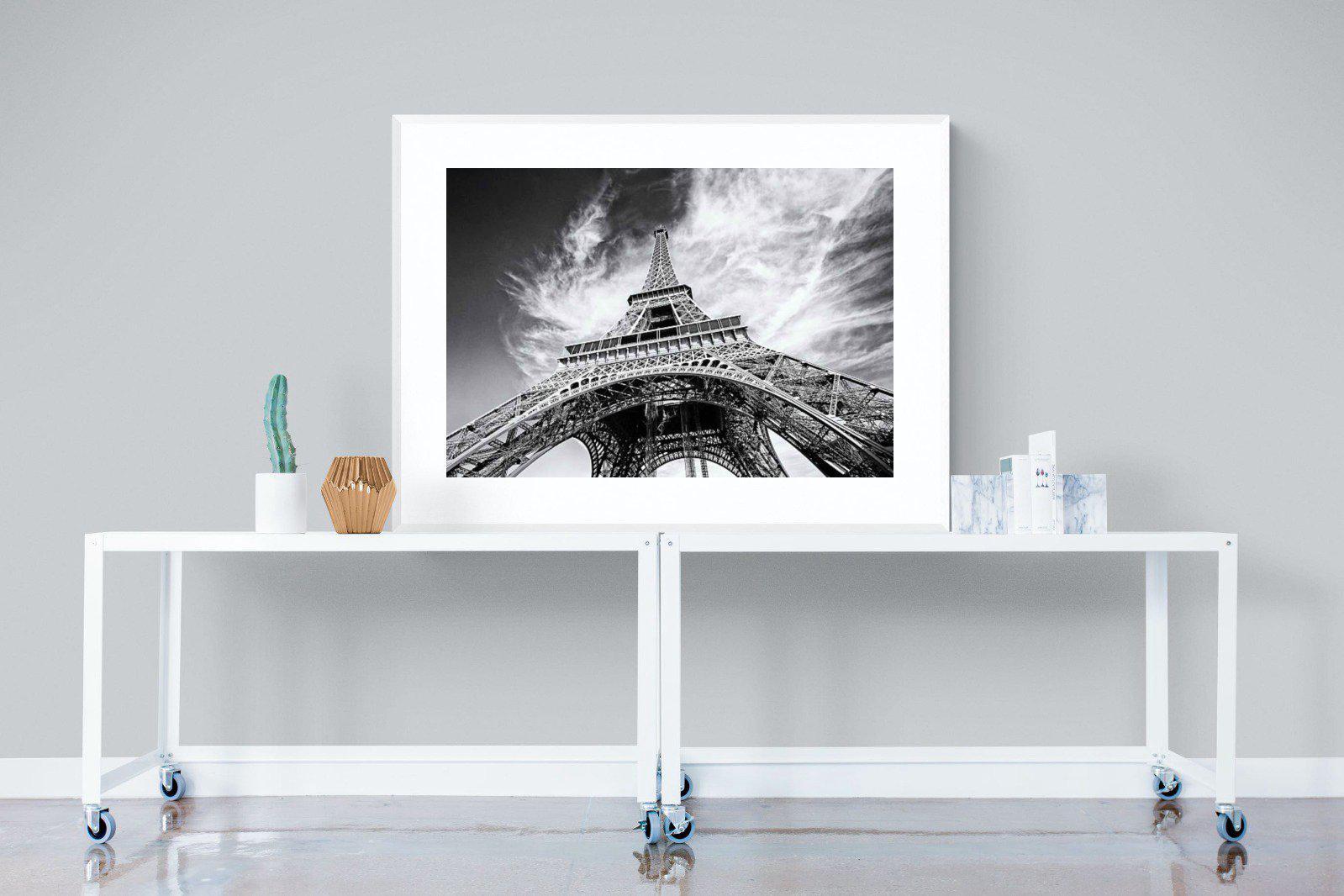 Eiffel Tower-Wall_Art-120 x 90cm-Framed Print-White-Pixalot