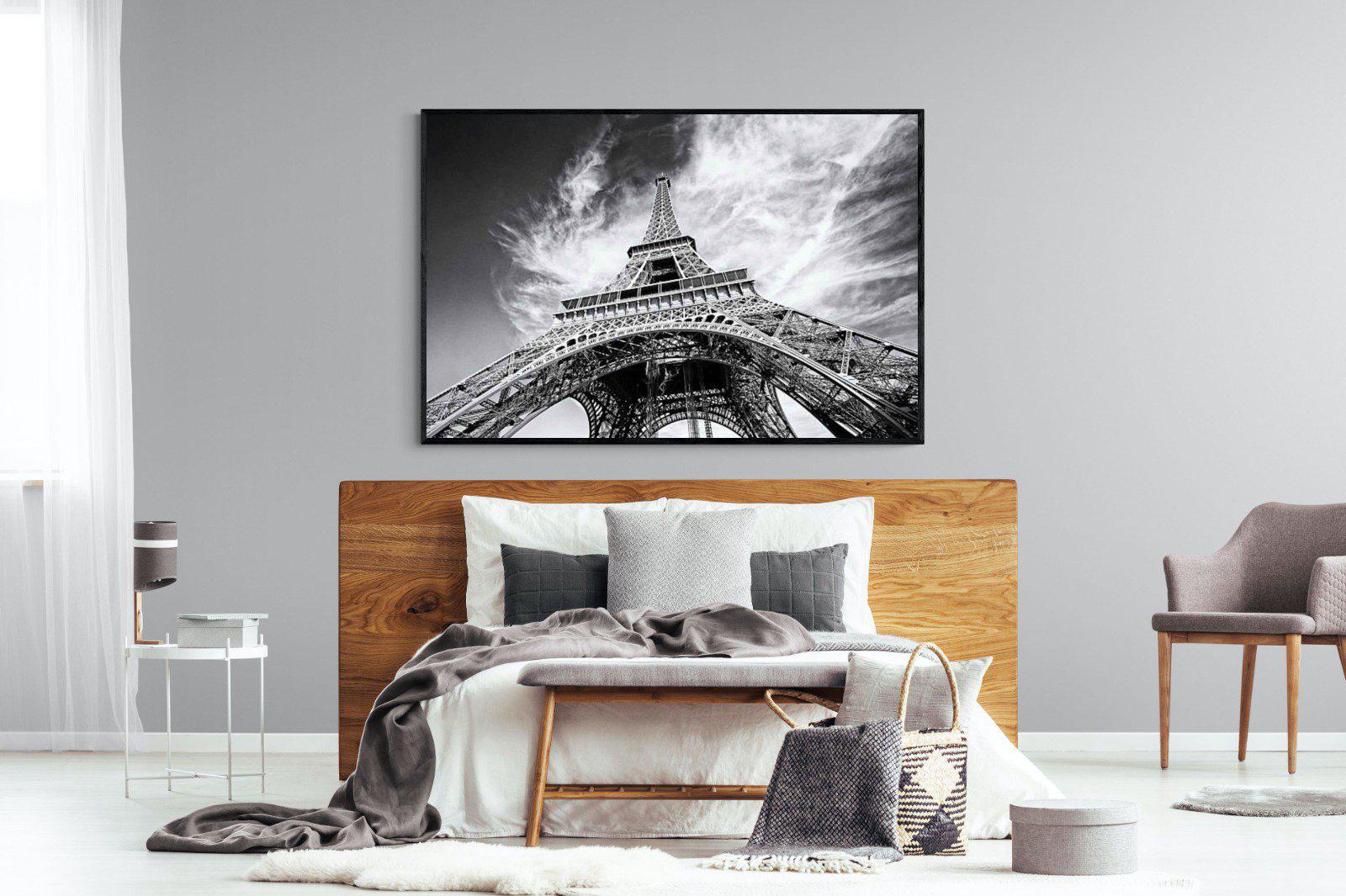 Eiffel Tower-Wall_Art-150 x 100cm-Mounted Canvas-Black-Pixalot