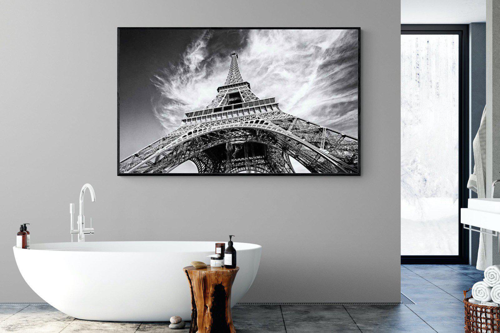 Eiffel Tower-Wall_Art-180 x 110cm-Mounted Canvas-Black-Pixalot