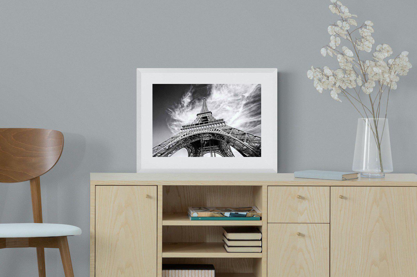 Eiffel Tower-Wall_Art-60 x 45cm-Framed Print-White-Pixalot