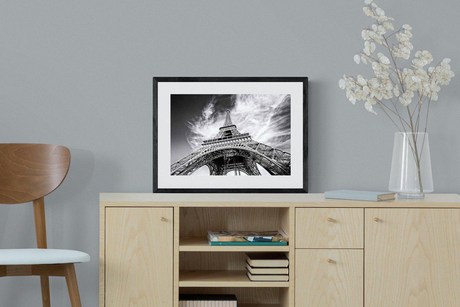 Eiffel Tower-Wall_Art-60 x 45cm-Framed Print-Black-Pixalot