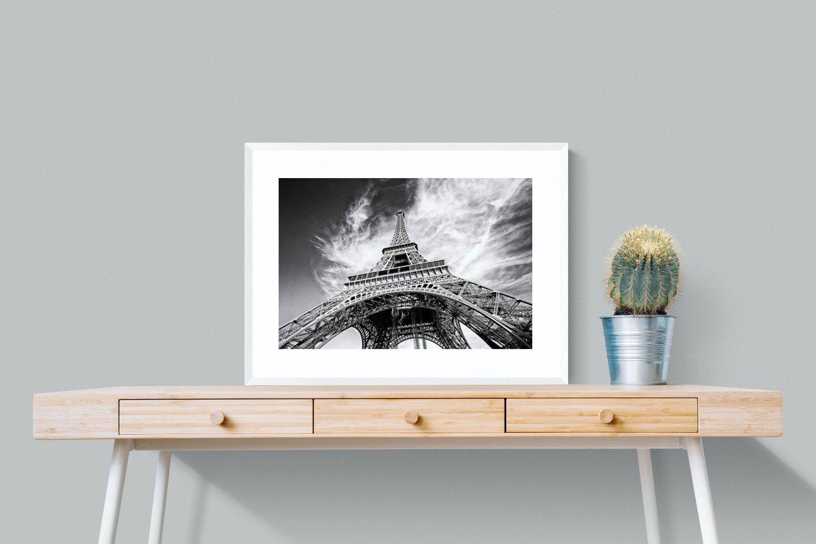 Eiffel Tower-Wall_Art-80 x 60cm-Framed Print-White-Pixalot