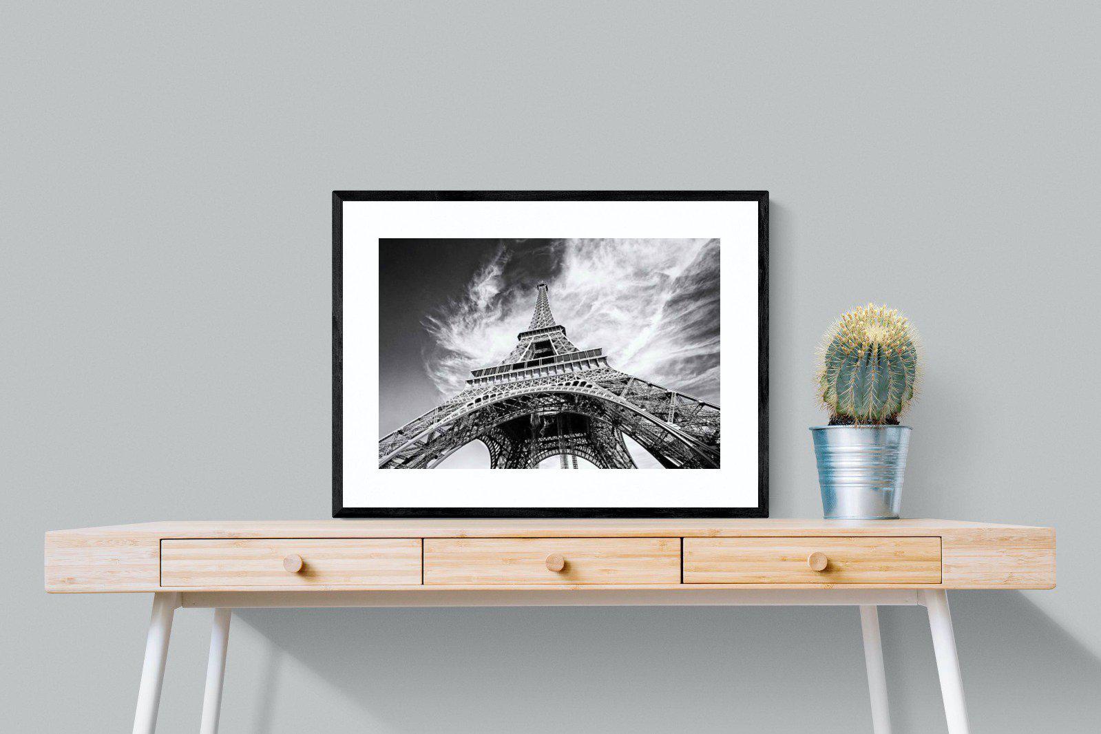 Eiffel Tower-Wall_Art-80 x 60cm-Framed Print-Black-Pixalot