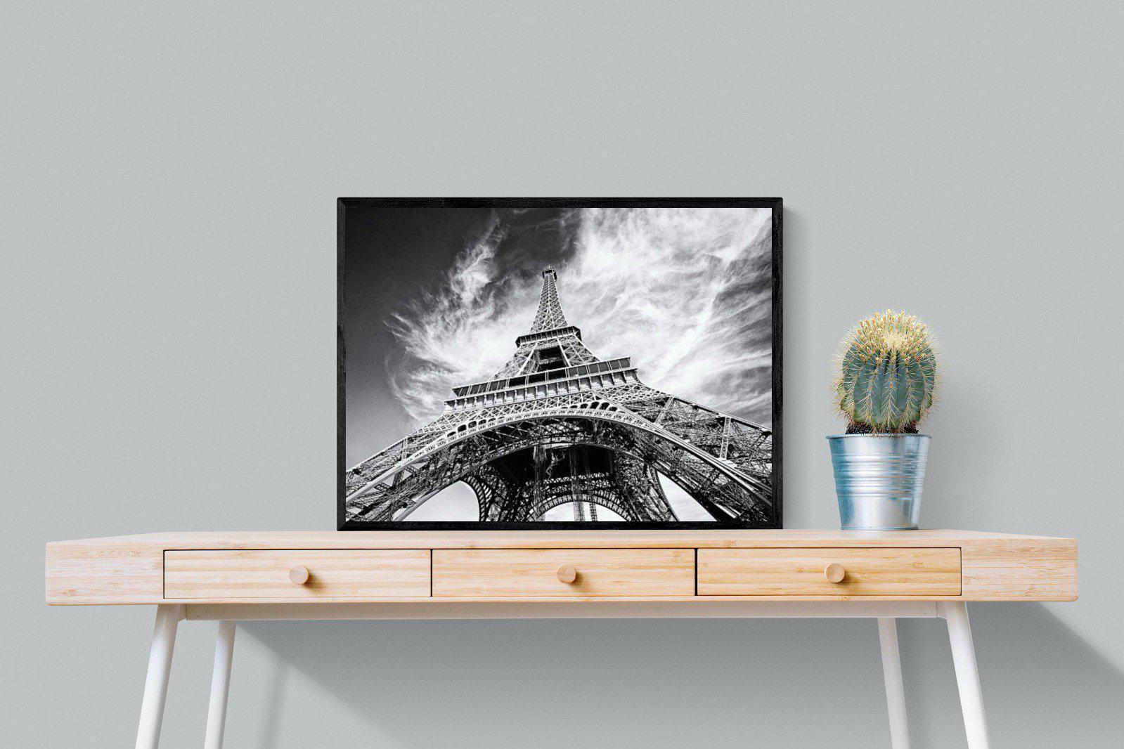 Eiffel Tower-Wall_Art-80 x 60cm-Mounted Canvas-Black-Pixalot