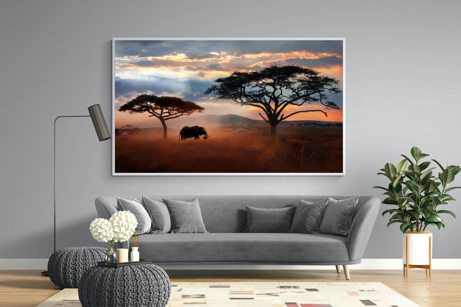 Ele at Dusk-Wall_Art-220 x 130cm-Mounted Canvas-White-Pixalot
