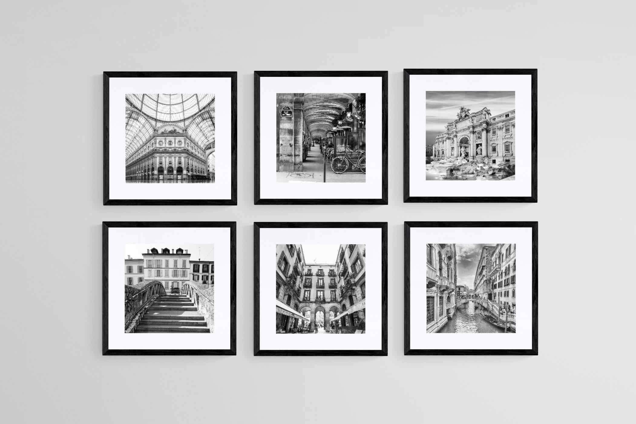 Elegant Europe Set-Wall_Art-40 x 40cm (x6)-Framed Print-Black-Pixalot