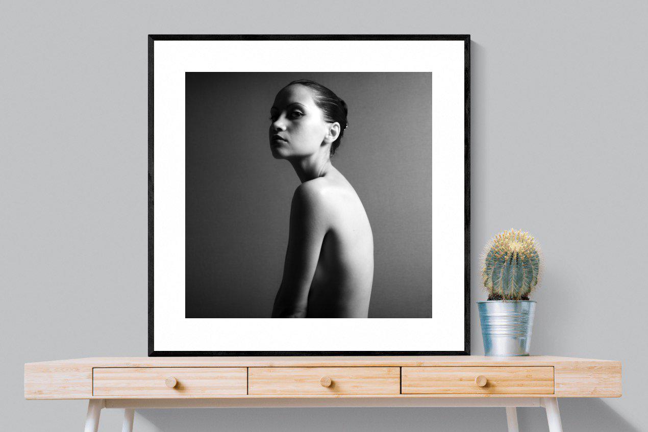Elegant Nude-Wall_Art-100 x 100cm-Framed Print-Black-Pixalot