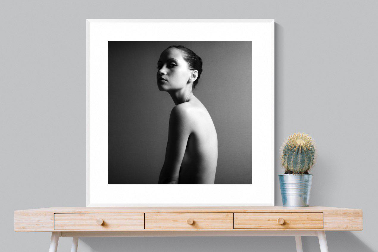 Elegant Nude-Wall_Art-100 x 100cm-Framed Print-White-Pixalot