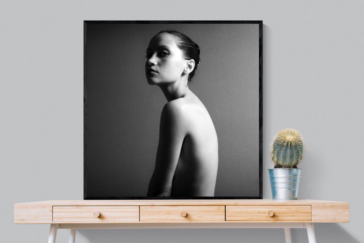 Elegant Nude-Wall_Art-100 x 100cm-Mounted Canvas-Black-Pixalot