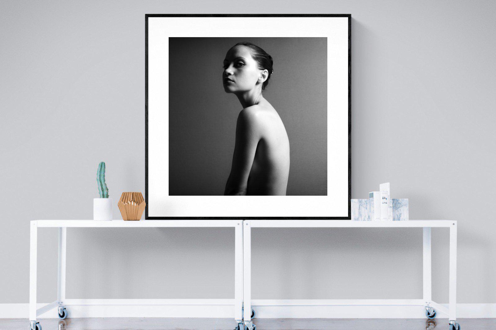 Elegant Nude-Wall_Art-120 x 120cm-Framed Print-Black-Pixalot